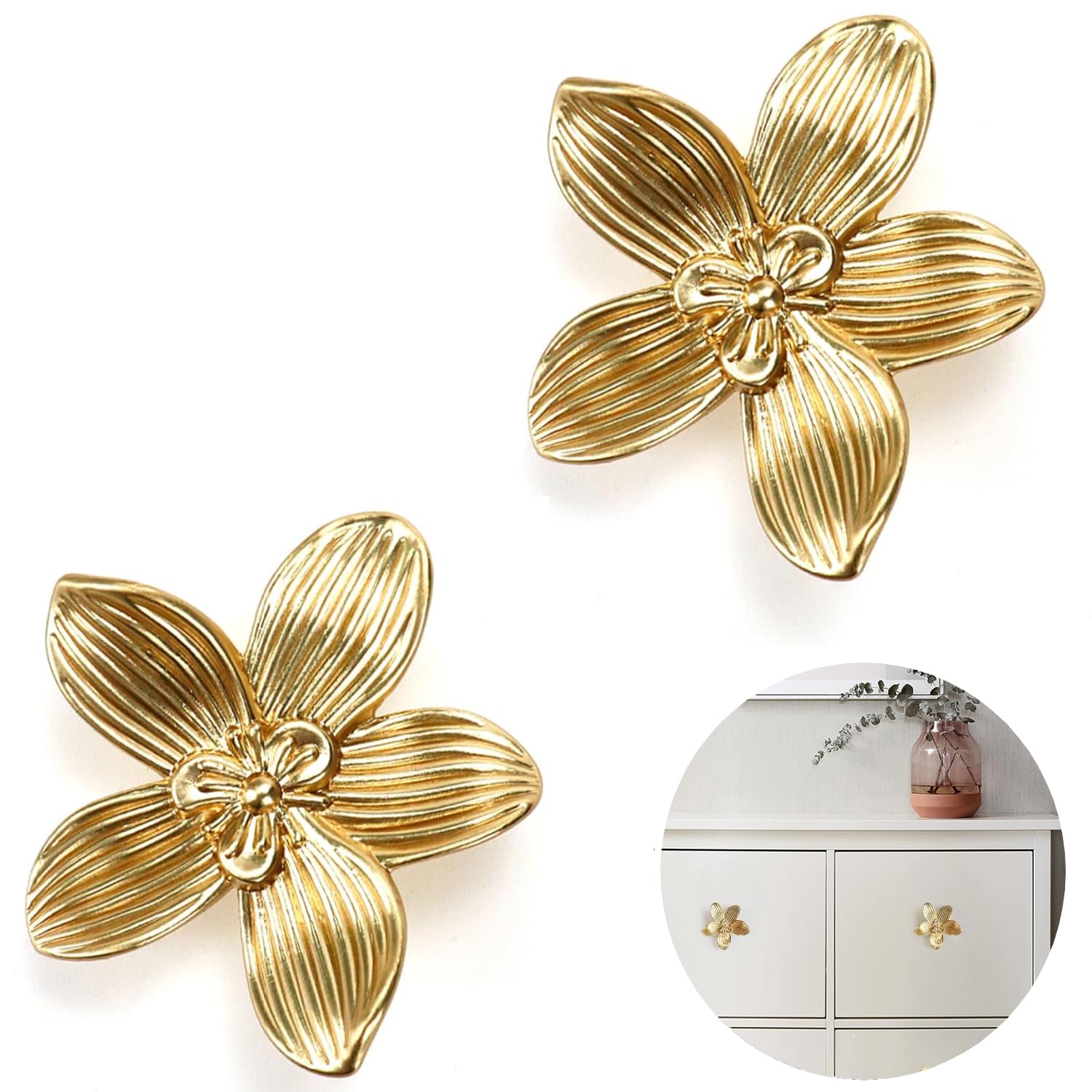 slim fit dress slacks Petal Cabinet Knobs，Gold Dresser Drawers Knobs，Four Leaf Clover Decora –  Mopulls main image 1