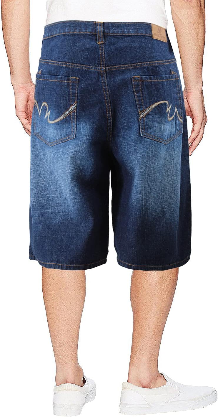 vkwear Men's Cotton Blend Denim Faded Wash Quality Relaxed Fit Casual Jean Shorts