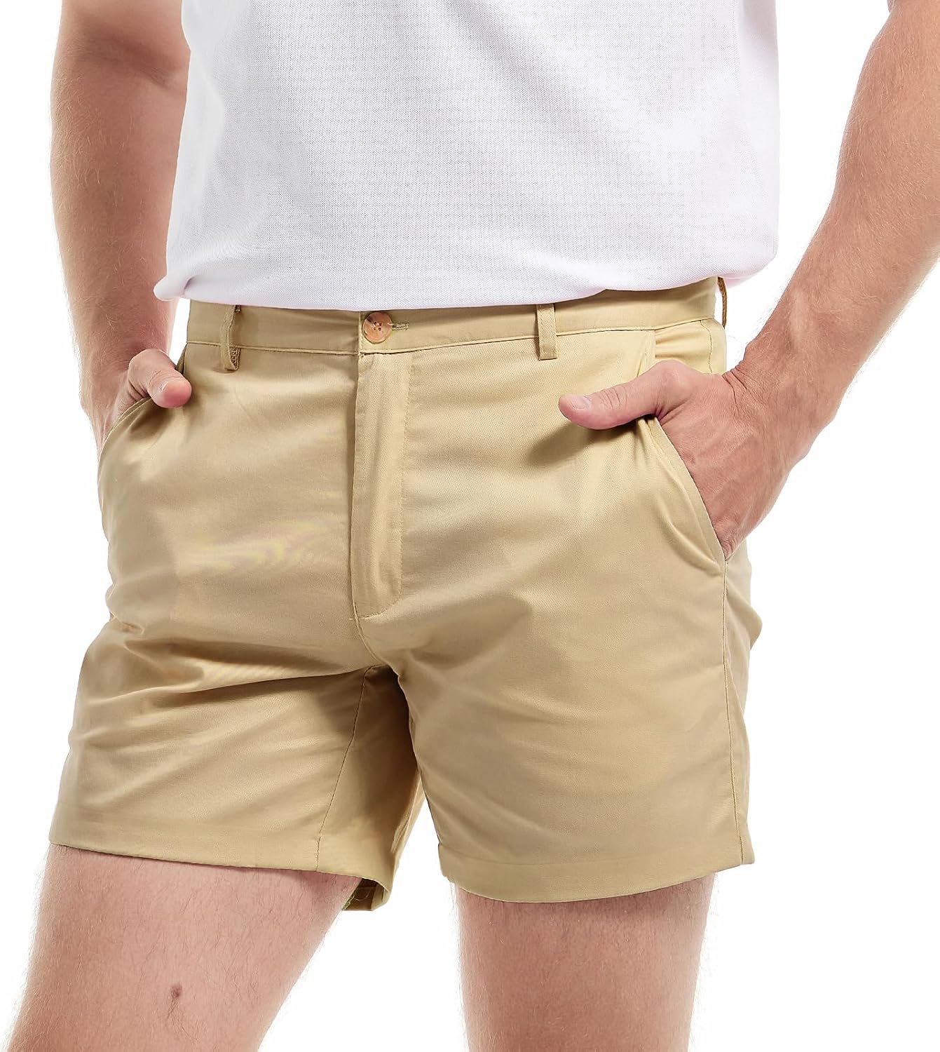 AIMPACT Men's Chino Shorts 5" Flat Front Elastic Waistband Stretch Golf Formal Casual Fashion Summer Shorts - Image 2