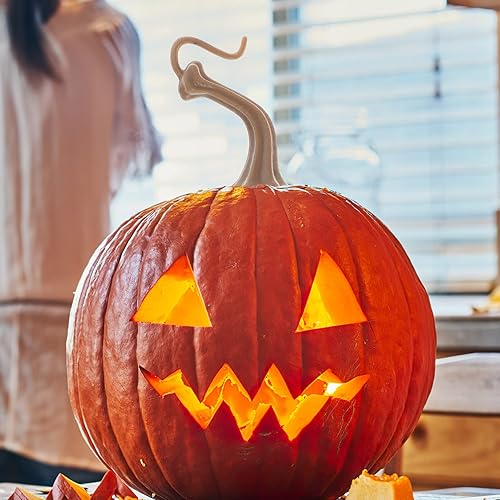 Miniatura 3 de VOSAREA 40 tallos de calabaza de Halloween, cabezas de calabaza de plástico, mango de calabaza, cosecha, suministros de calabaza para Halloween,