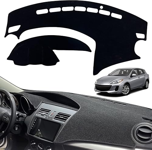 INUBOXES Tapete antideslizante para tablero de salpicadero, compatible con Mazda 3, 2010, 2011, 2012, 2013, protector solar (borde negro)
