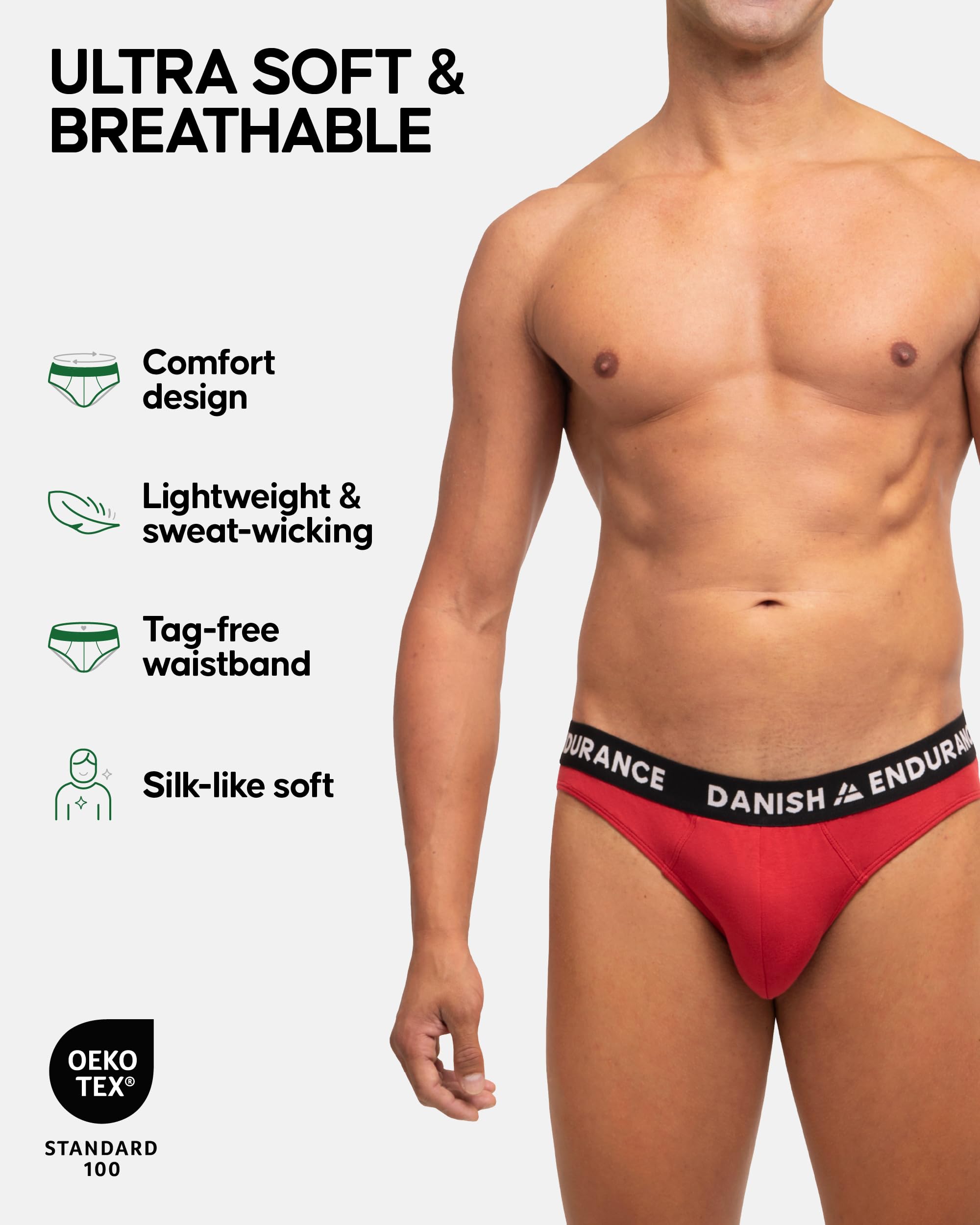 DANISH ENDURANCE Slip Uomo in bambù, Mutande Uomo Ultra Morbide e Traspiranti, Slip Comodi Senza Etichetta, 6 Paia