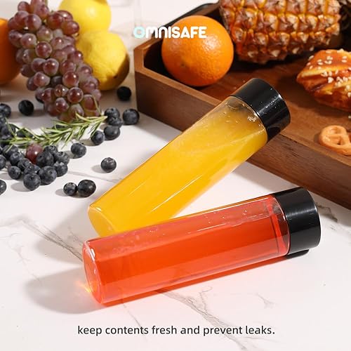 Miniatura 6 de 15 botellas redondas de plástico para jugo de 12 onzas con tapas, botellas transparentes vacías reutilizables con tapa a prueba de fugas,