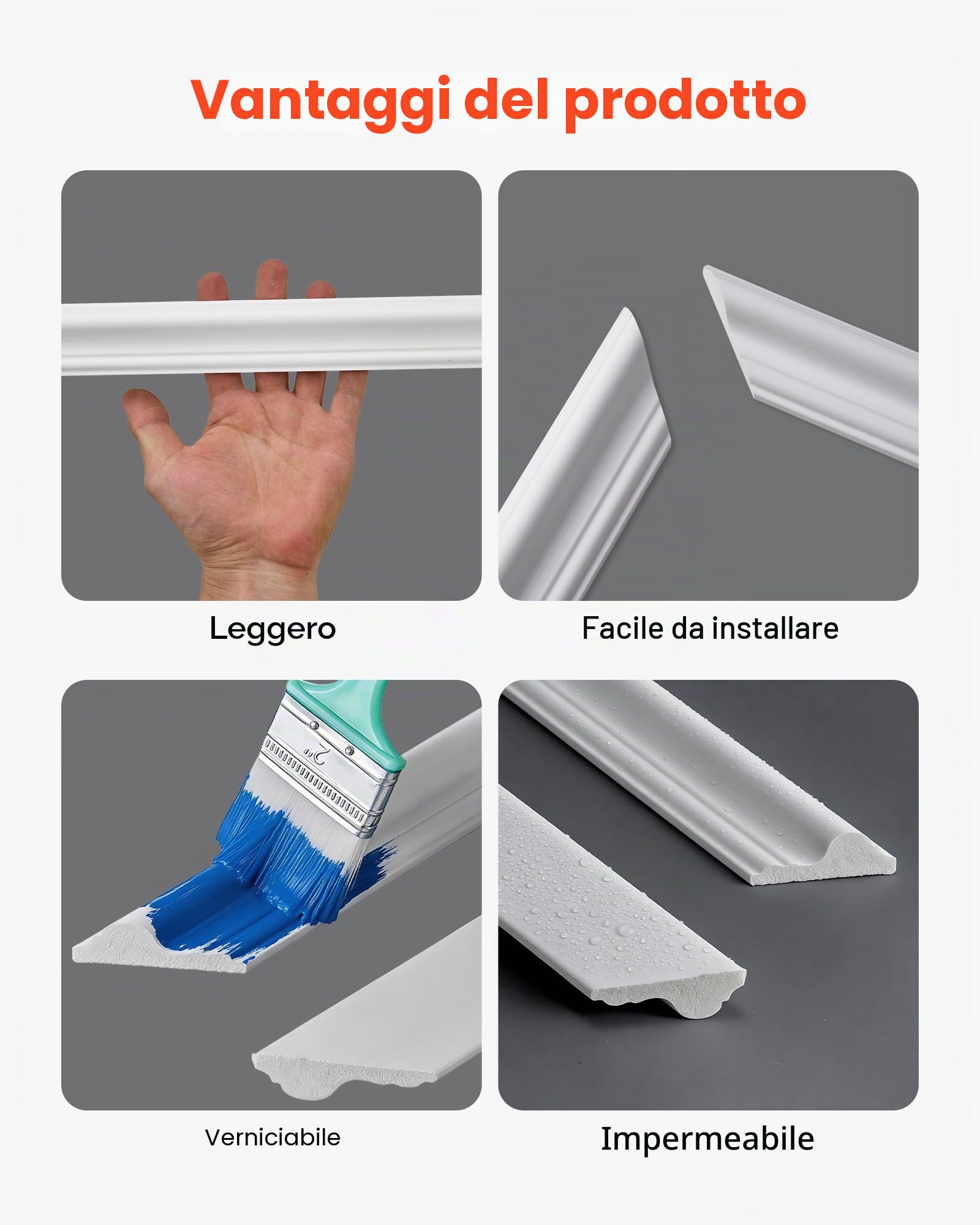VEVOR Confezione da 3 Modanature per Pareti, kit di Pannelli per Rivestimento con Profilo Largo e Stretto a Doppia Linea, Polistirene Leggero Verniciabile, per Interni di Soggiorno e Camera da Letto