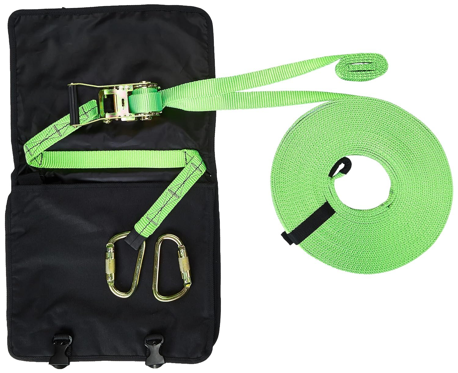 KARAM Horizon Temporary Horizontal Webbing Anchorage Line 20m with Ratchet Tensior & Two Auto Locking Steel Karabiner | Fall Protection Anchorage Points for Construction, Climbing & Roofing | PN3000