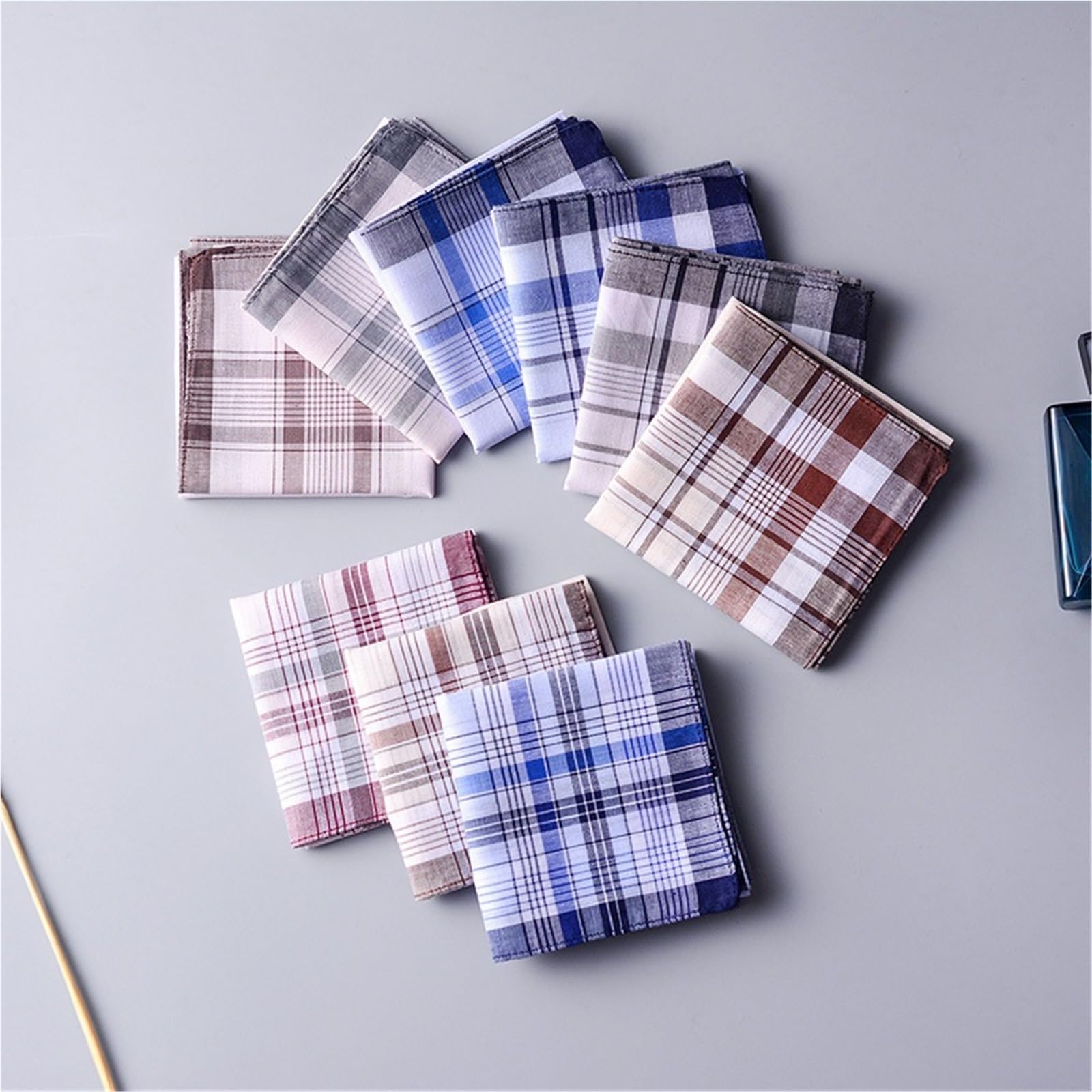 10 Stücke Platz Plaid Streifen Tasche for Hochzeit Party Restaurant Handtuch Baumwolle Taschentücher for Männer Für Herren