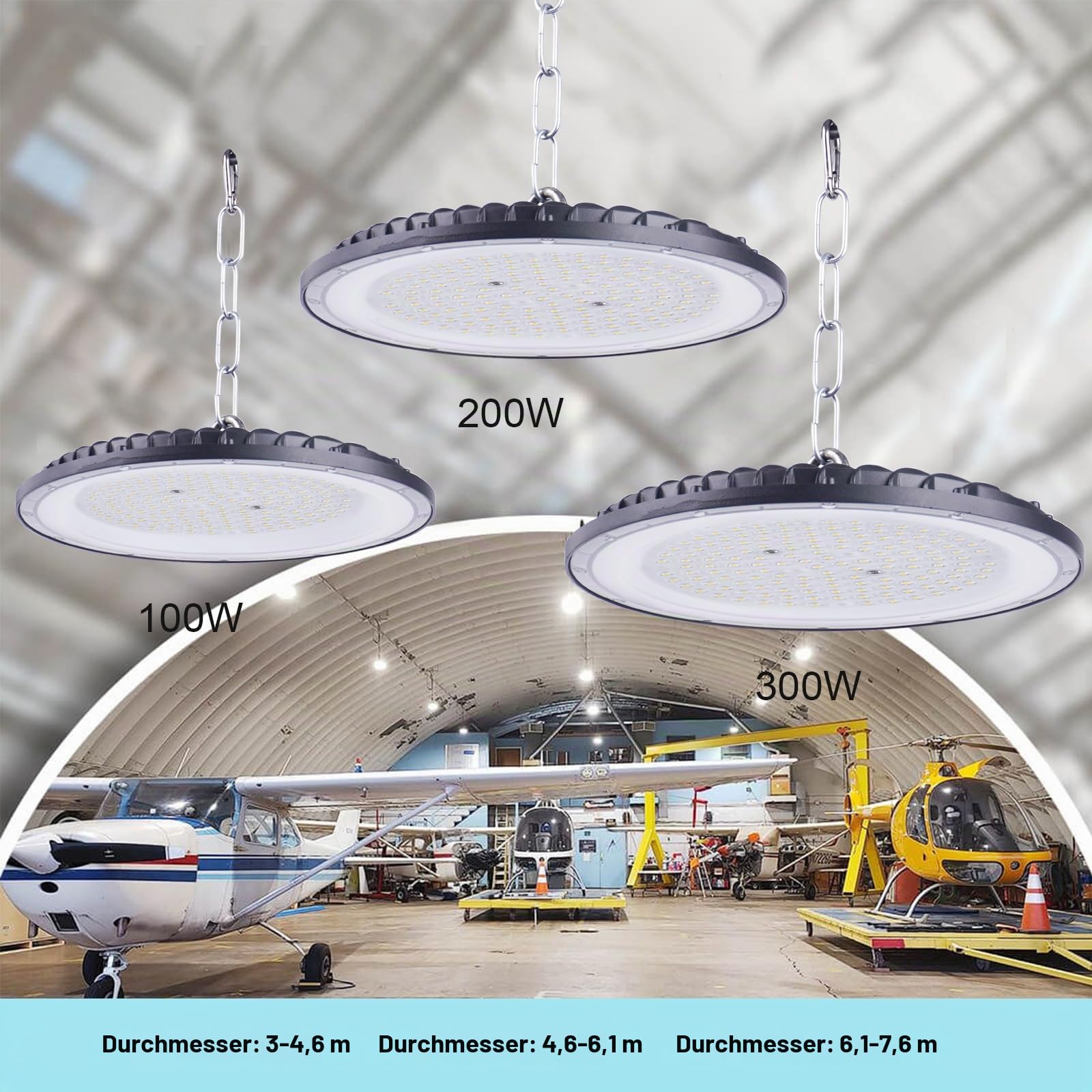 300W UFO LED High Bay Light,Fosingut Superhell 432 LEDs Hallenstrahler UFO LED Werkstattlampe,110lm/W 6500K Kaltweiß IP65 Wasserdichte Industrielampe High Bay Licht für Fabriken,Garage,Lagerhaus,Stadi