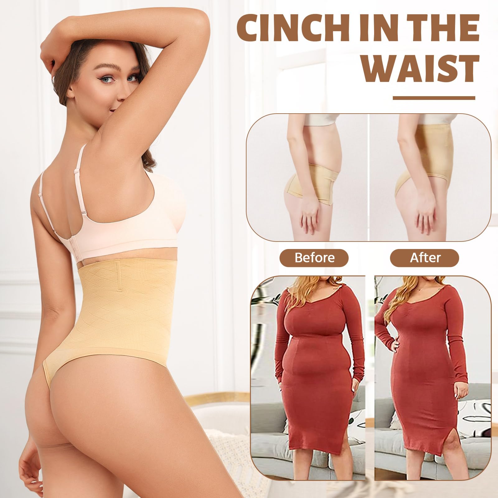 Vancavoo Perizoma Donna Guaina Contenitiva Modellante Vita Alta Mutande Contenitive Pancia Piatta Slip Thong Shapewear Invisibile Tanga