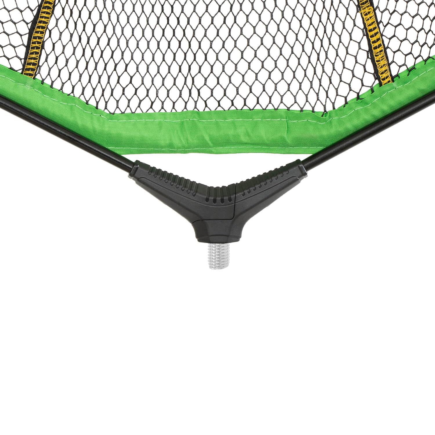 Delphin Reaxe Floater Kescherkopf Schwimmend Gummiert Faltbar, leichter Aluminiumrahmen, schwarz-grün, faltbares Netz für Angler, universell kompatibel, 50x40cm bis 80x70cm