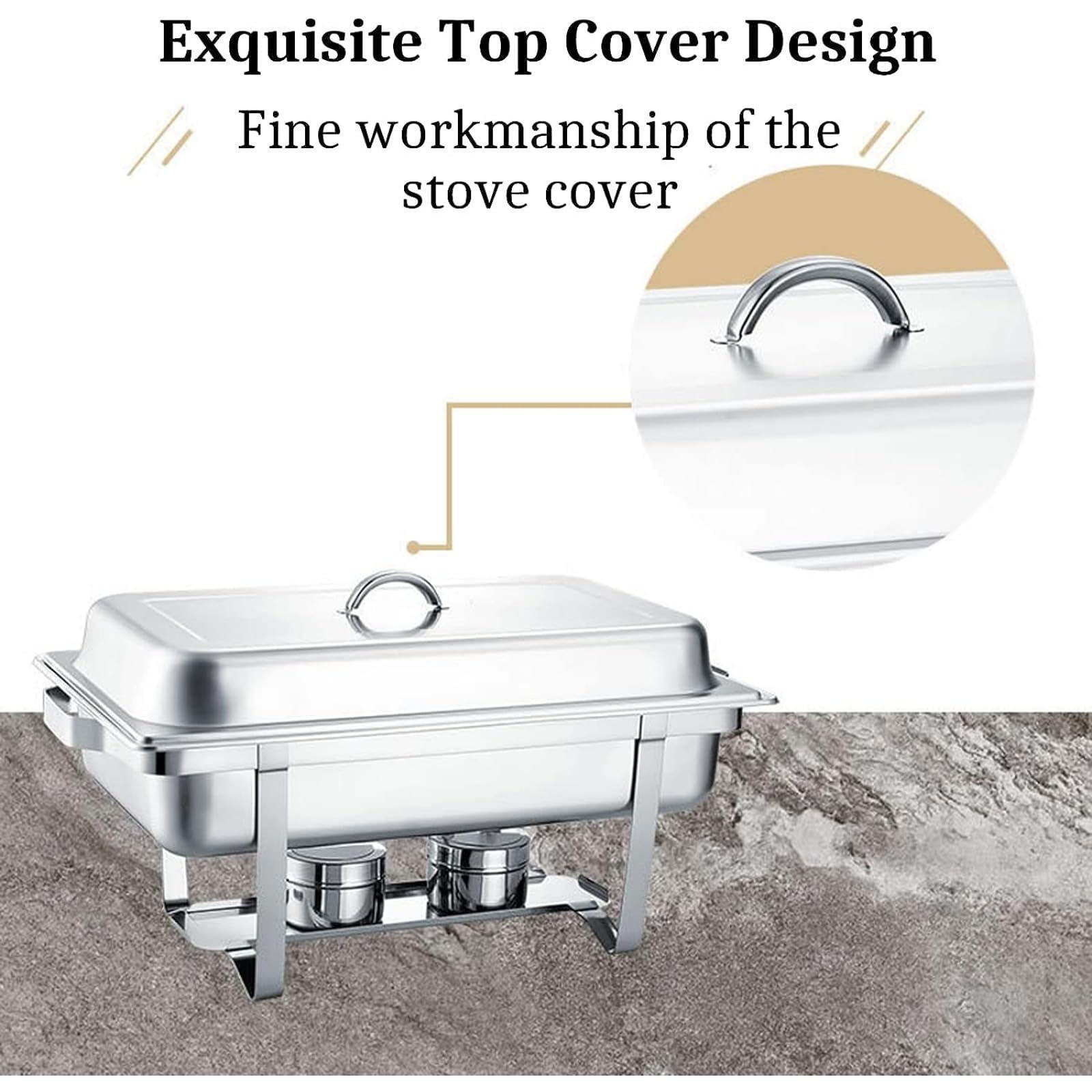 Set di scaldavivande in Acciaio Inossidabile Resistente - Contenitori per Alimenti da 9 Litri per Catering, Buffet, scaldavivande, Sala da Pranzo - per Feste o Banchetti