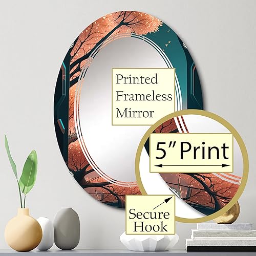 Miniatura 3 de DesignQ Futuristic Designs I- Vanity Mirror, Bathroom Mirrors, Wall Mirrors for Living Room, Bedroom - Oval Mirror - Large 20'x30', 24'x36'