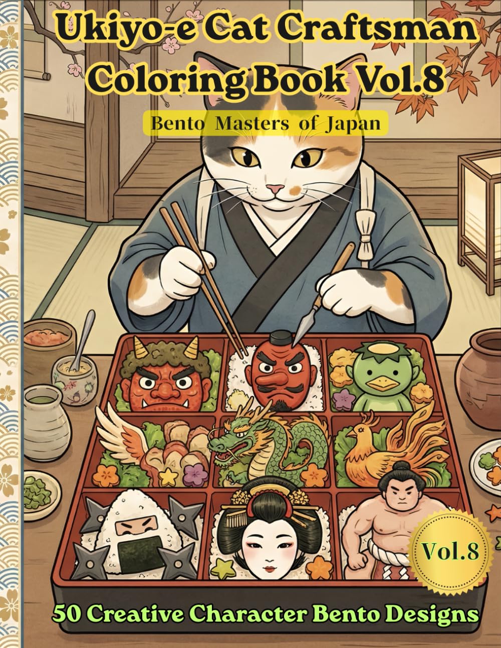Ukiyo-e Cat Craftsman Coloring Book Vol.8: Bento Masters of Japan