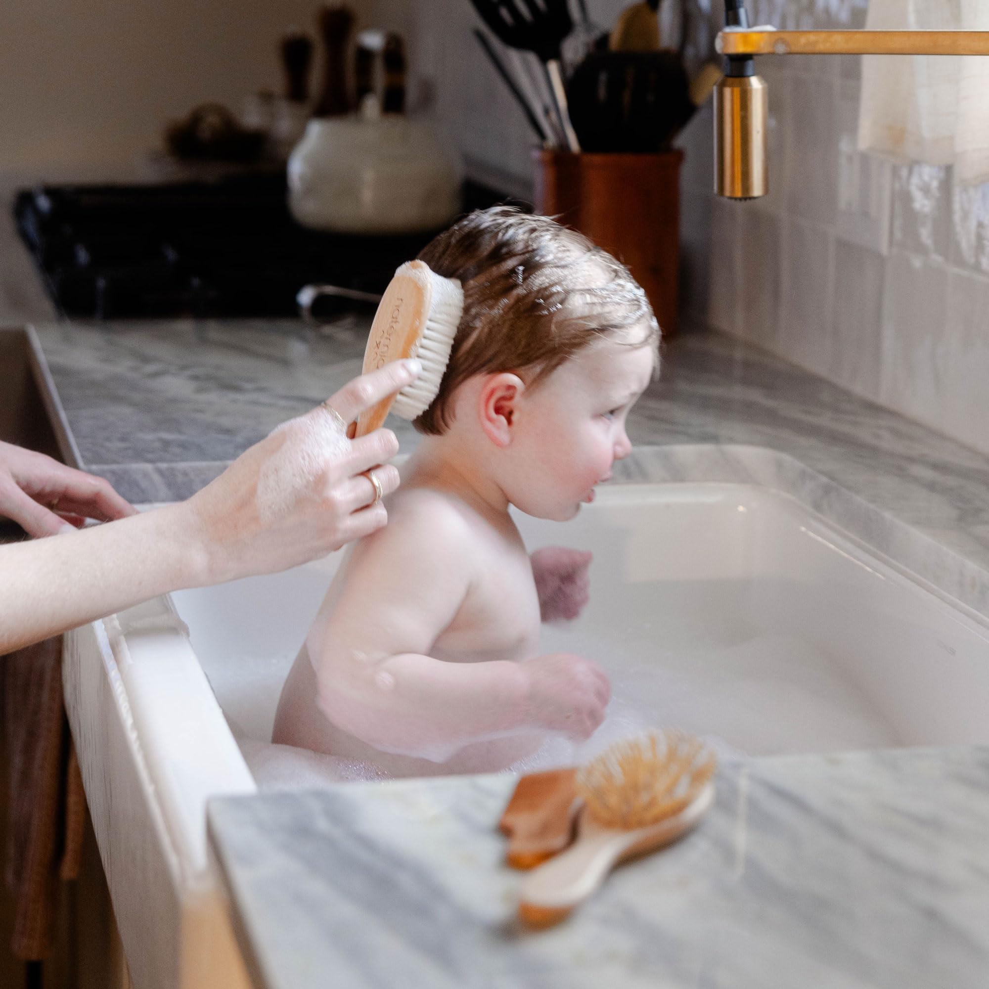 Amazon.com : Natemia Wooden Baby Hair Brush & Comb Set - Natural