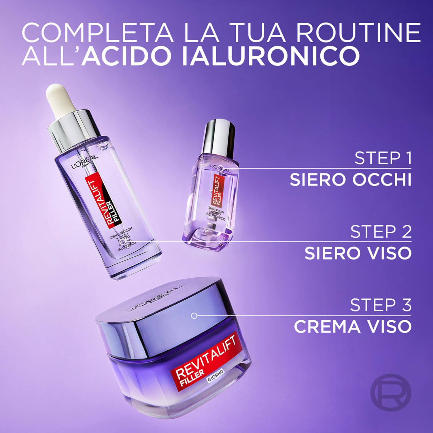 L'Oréal Paris Crema Viso Giorno Revitalift Filler, Per Tutti i Tipi di Pelle, Azione Anti-Rughe, Pelle Rimpolpata a Lungo, con Acido Ialuronico Concentrato, 50 ml - 5