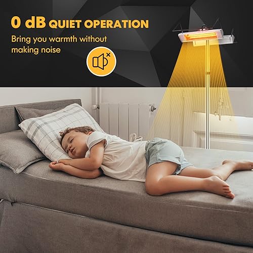 Miniatura 9 de Tangkula Calentador eléctrico de patio de 1500 W, calentamiento rápido, calentador infrarrojo de 270 pies cuadrados con 3 modos, interruptor de