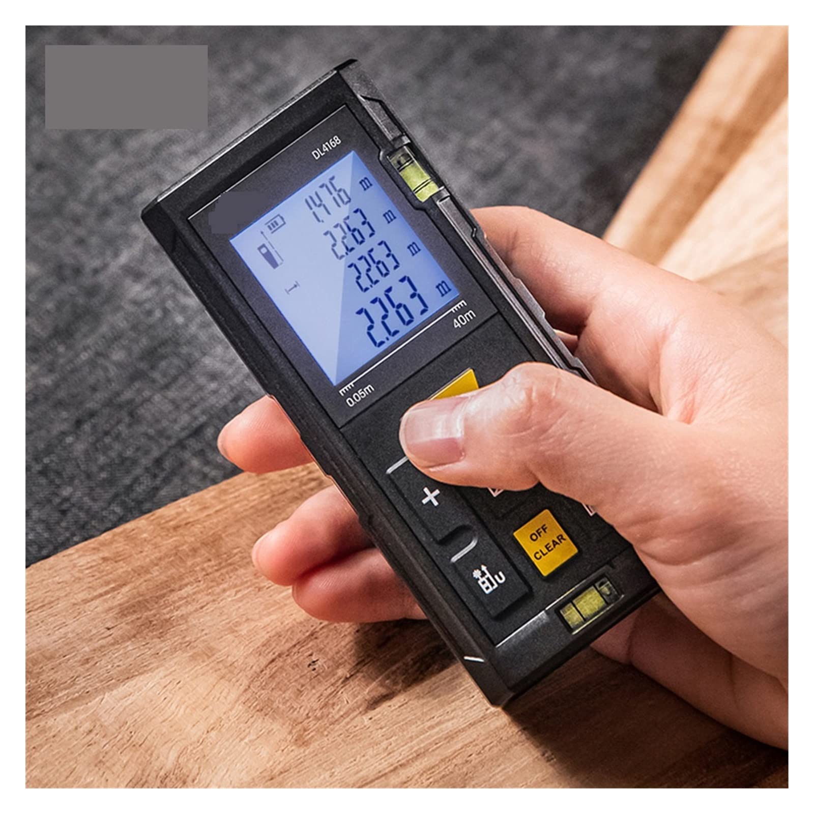 Misuratore di Distanza Laser, Display da 1,7 Pollici 40M/60M Telemetri Metro Elettronico Roulette Nastro Digitale Telemetro Nastro di Misurazione Misura Distanza, Area e Volume(Color:0 05 60m)