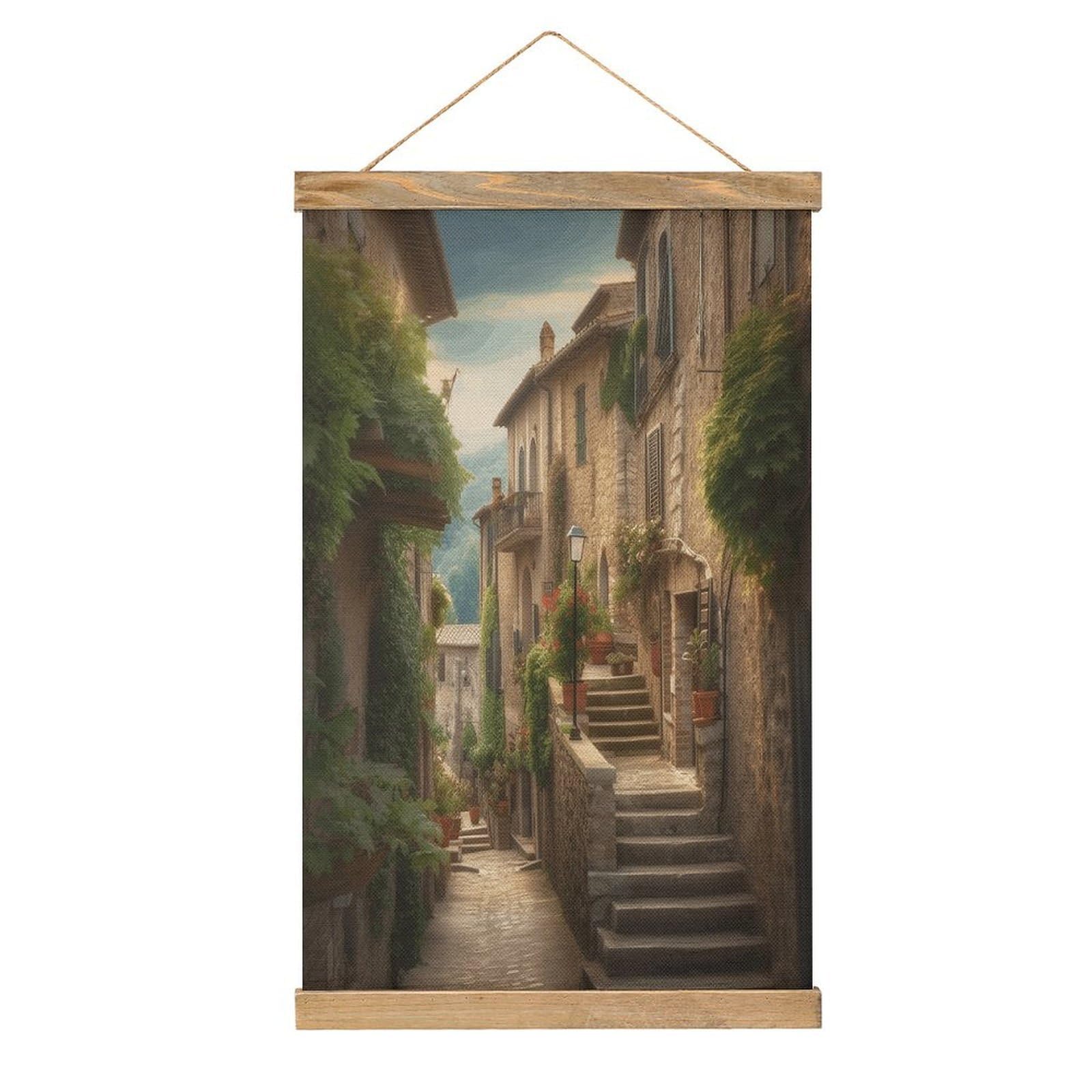 VstaDank Italy Tuscan Poster with Wooden Frame Hanger Art Painting Wall Decor Poster Wall Hanging Wooden Frame 13x20 Wood Poster Hanger for Photo Picture Art Canvas Print Artwork