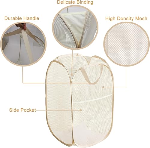 Miniatura 2 de Aplter Cestas plegables para ropa sucia, cesta portátil de malla para el hogar, dormitorio, viajes, crucero, gris