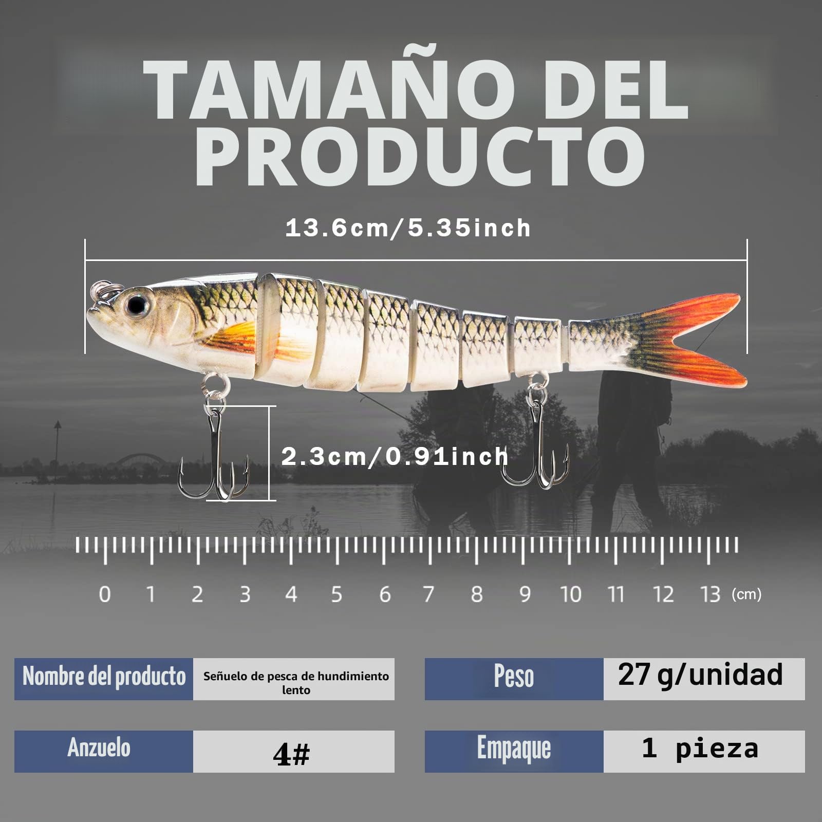 Señuelos de pesca, Cebos de Pescar Articulados Artificiales Señuelos Spinning, Multi articulado Pesca de Vida como Cebo Duro del senuelo, para Calamar Lubina Río Mar