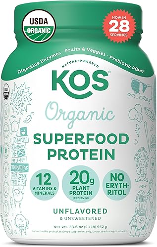 KOS Proteína vegana en polvo, sin sabor y sin azúcar, mezcla de proteínas de guisante baja en carbohidratos, superalimento orgánico rico en disponible en Yaxa Peru