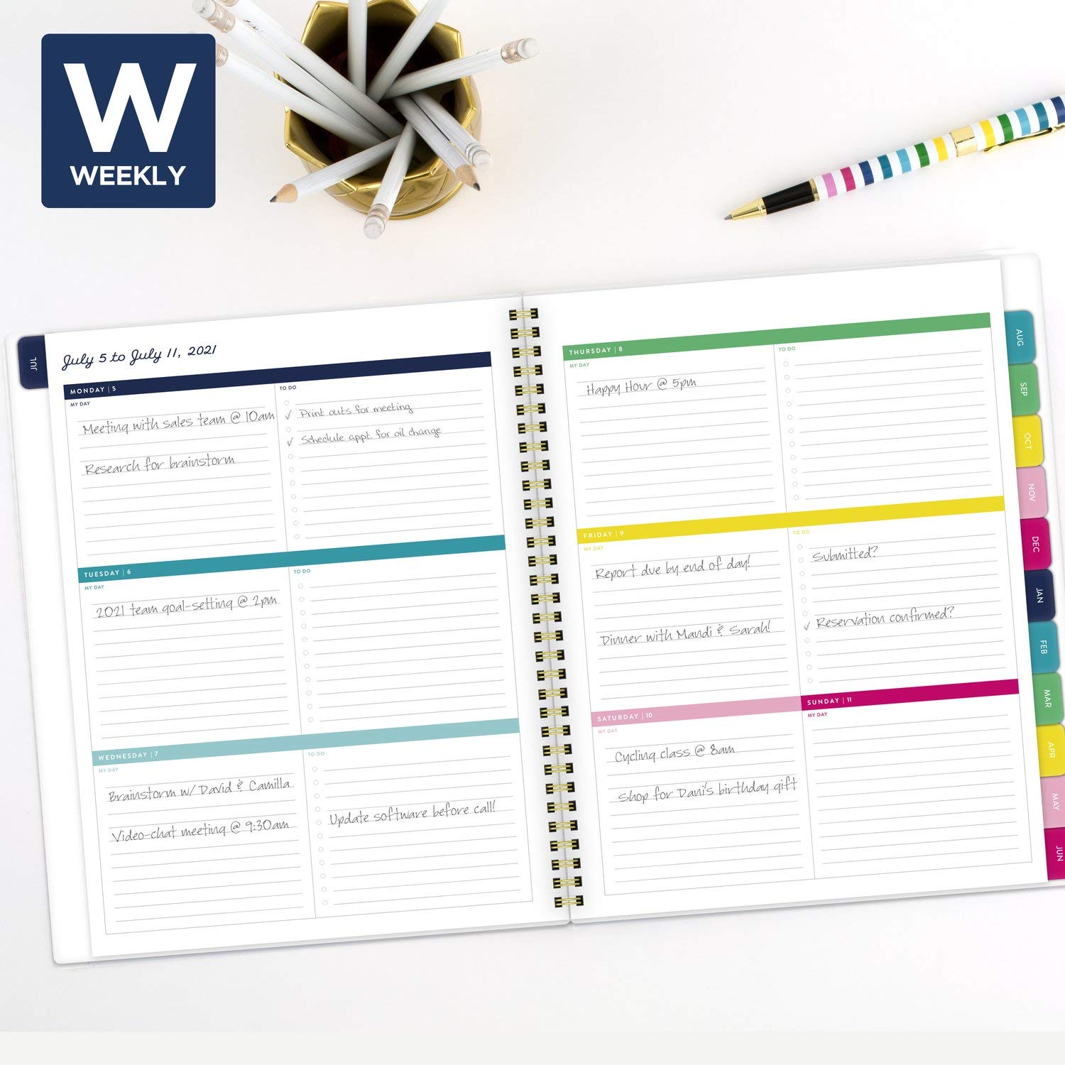 AT-A-GLANCE Agenda accademica 2021-2022, semplificata da Emily Ley per AT-A-GLANCE Agenda settimanale e mensile, 21 x 28 cm, grande, personalizzabile, per scuola, insegnanti, studenti, ananas