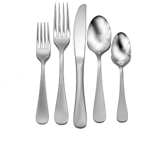 Liberty Tabletop Satin Annapolis 65 Piece Flatware Set for 12 Made in USA 18/10 Stainless Steel Silverware