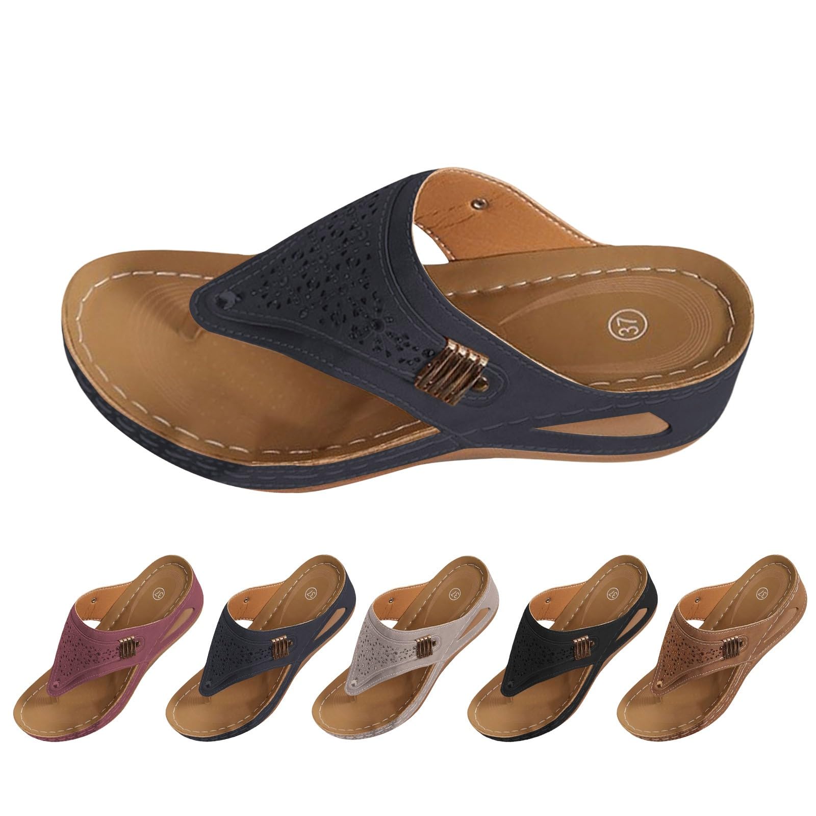 Orthopedic Sandals for Women 2026 Dressy Casual Summer Arch Support Flip Flops Comfortable Beach Vacation Sandals — view 5