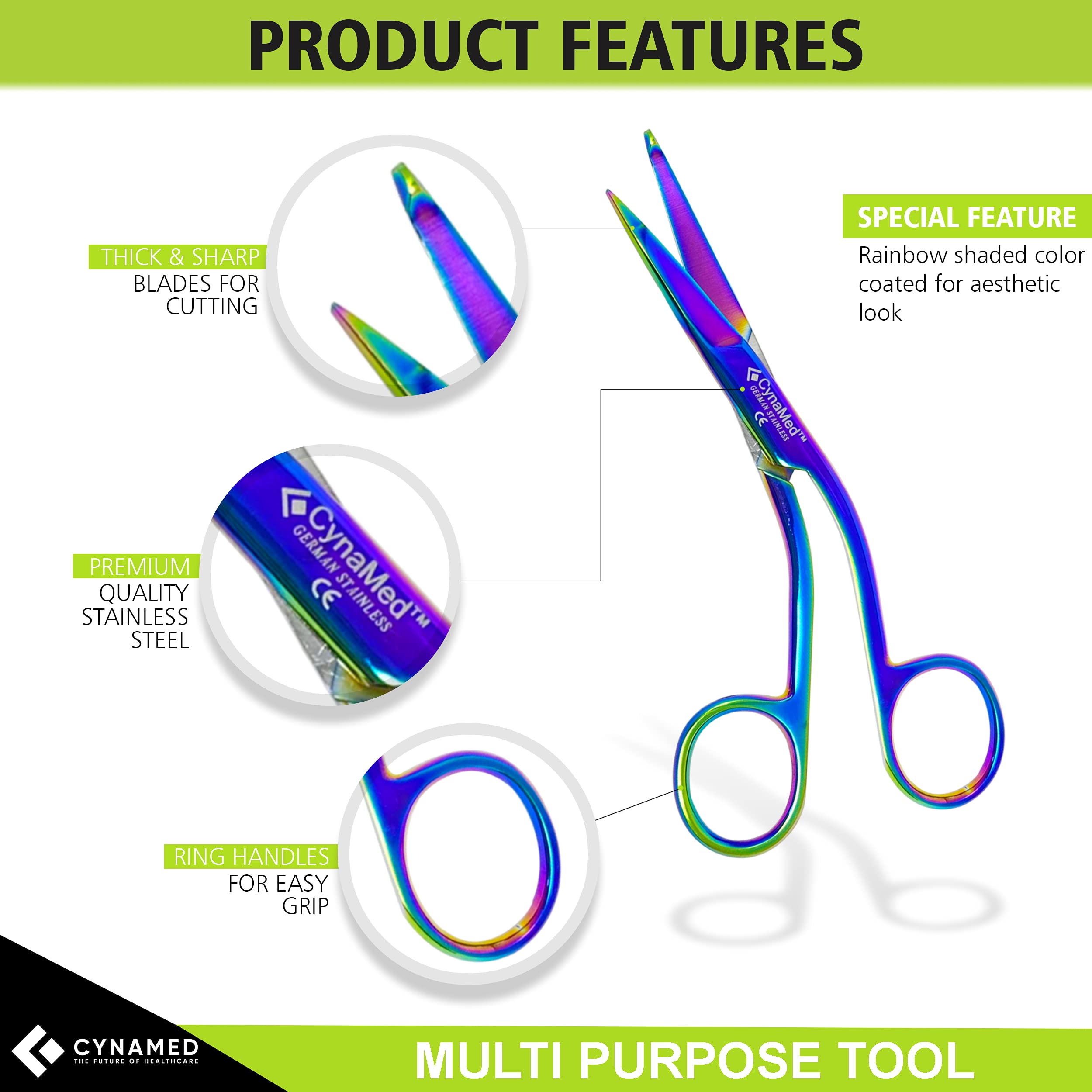 Cynamed Bandage Scissors - Multicolor Titanium Coating -2