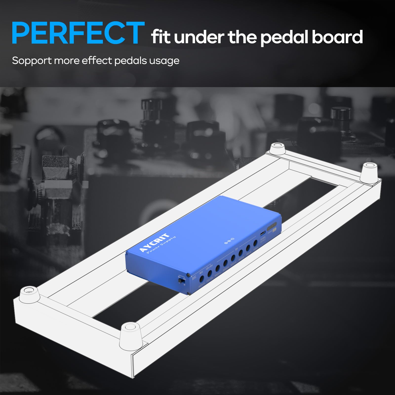 Guitar Pedal Power Supply, Rechargeable 12800mAh 9 Outputs 9V2A/12V1.5A/18V450mA and 5V2A Type-C Port for iPhone ipad 2PACK : Musical Instruments