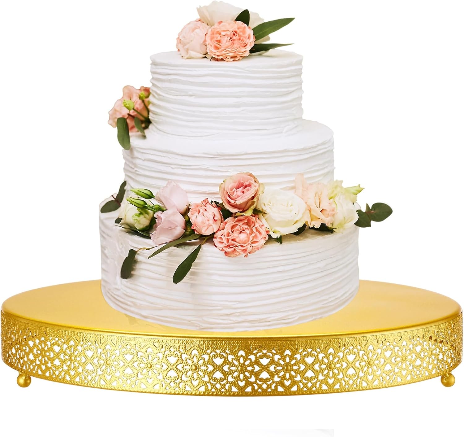Wenqik Cake Stand 18 Inch Round Metal Cupcake Dessert Wedding Cake Stand Cookies Display Holder Fruit Serving Tray for Table Wedding Birthday Anniversary Party(Gold) Gold 18 Inch