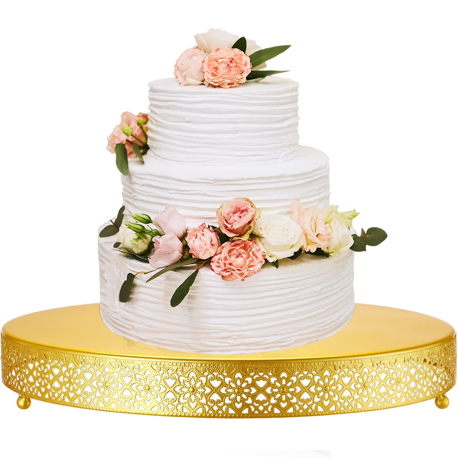 Wenqik Cake Stand 18 Inch Round Metal Cupcake Dessert Wedding Cake Stand Cookies Display Holder Fruit Serving Tray for Table Wedding Birthday Anniversary Party(Gold)