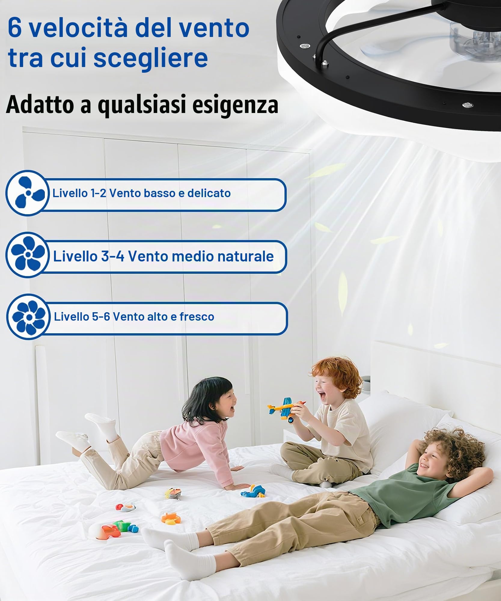 JAYNLT Ventilatore da Soffitto con Luce con Telecomando, 50CM Lampada Ventilatore da Soffitto, 3000K-6500K Dimmerabile LED Plafoniere, 6 Velocità, Memoria, Tempistica per Camera da Letto Soggiorno