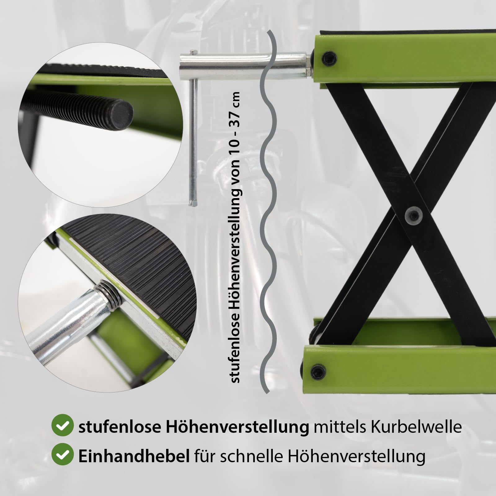 TRUTZHOLM Motorradheber höhenverstellbar 95-370mm bis 500 kg Traglast Scherenheber Montagebock Fahrradreparatur Scherenheber für die Motorradwartung Hubtisch mit Gummipolster