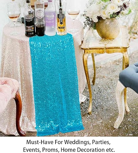 Vista 179 de Camino de mesa de lentejuelas doradas, 12 x 72 pulgadas, paquete de 15 caminos de mesa de boda con purpurina, camino de mesa dorado brillante