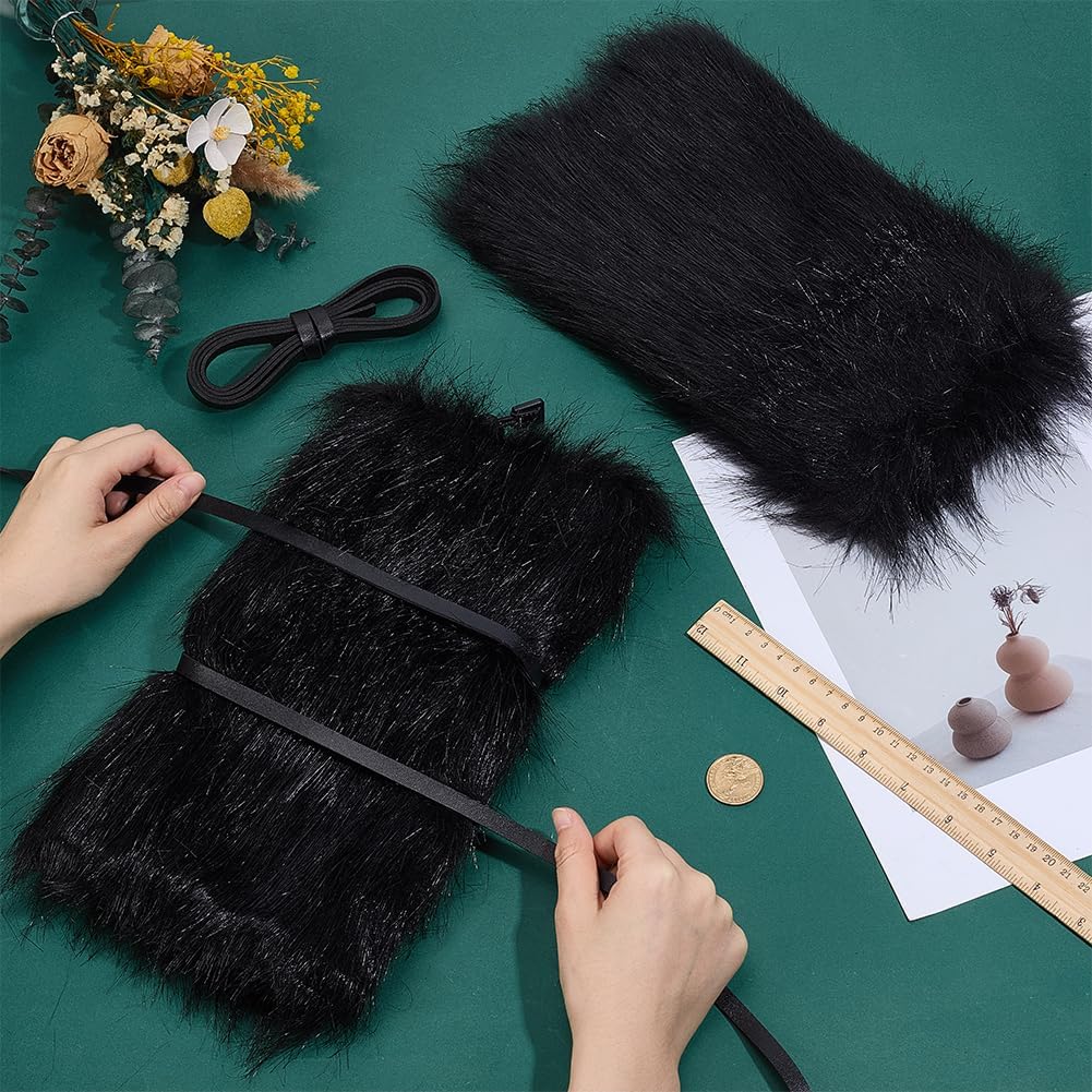 GORGECRAFT 31 * 24.5cm Women's Viking Faux Fur Leg Warmers Warrior Costume Leg Sleeves Arms Cuffs Fuzzy Boot Covers Wrap Black Costume Props for Halloween Cosplay Renaissance Medieval Accessory