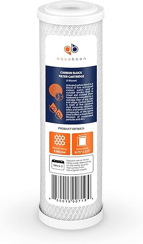 Miniatura 8 de Juego de filtros de repuesto con filtros de sedimentos y carbono para carcasas estándar de 10 pulgadas  Cartucho universal de 5 micras de 10