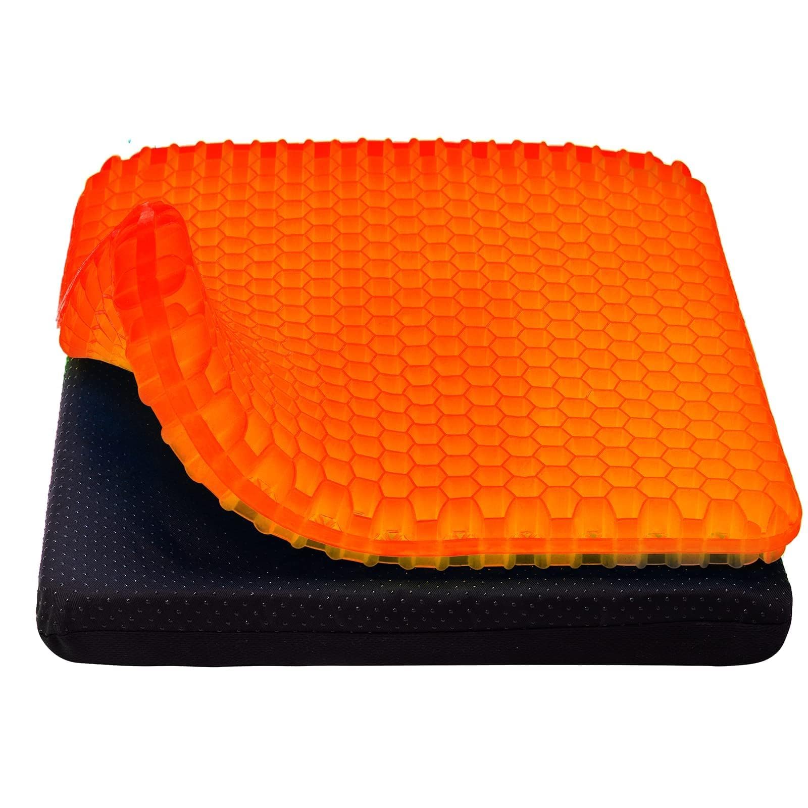 SIUSYACI Gel Seat Cushion, Cooling seat Cushion Absorbs Pressure Points Seat Cushion with Non-Slip Cover Gel Cushion for Office Chair Home Cars Wheelchair (Orange)