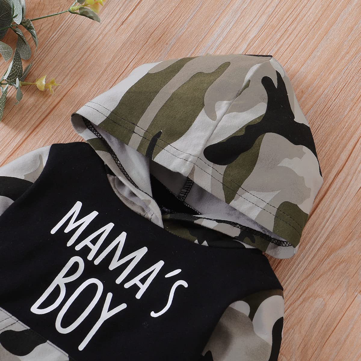 Verve Jelly Toddler Kids Boys Baby Girls Odzież z długim rękawem Mama's Boy Girl bluza z kapturem Bluza Top + spodnie kamuflażowe Sweatsuit zestaw jesiennych strojów