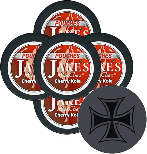 DC Crafts Nation La piel puede cubrir la cruz de hierro con 5 latas Jake's Mint Chew Cherry Kola Bolsas