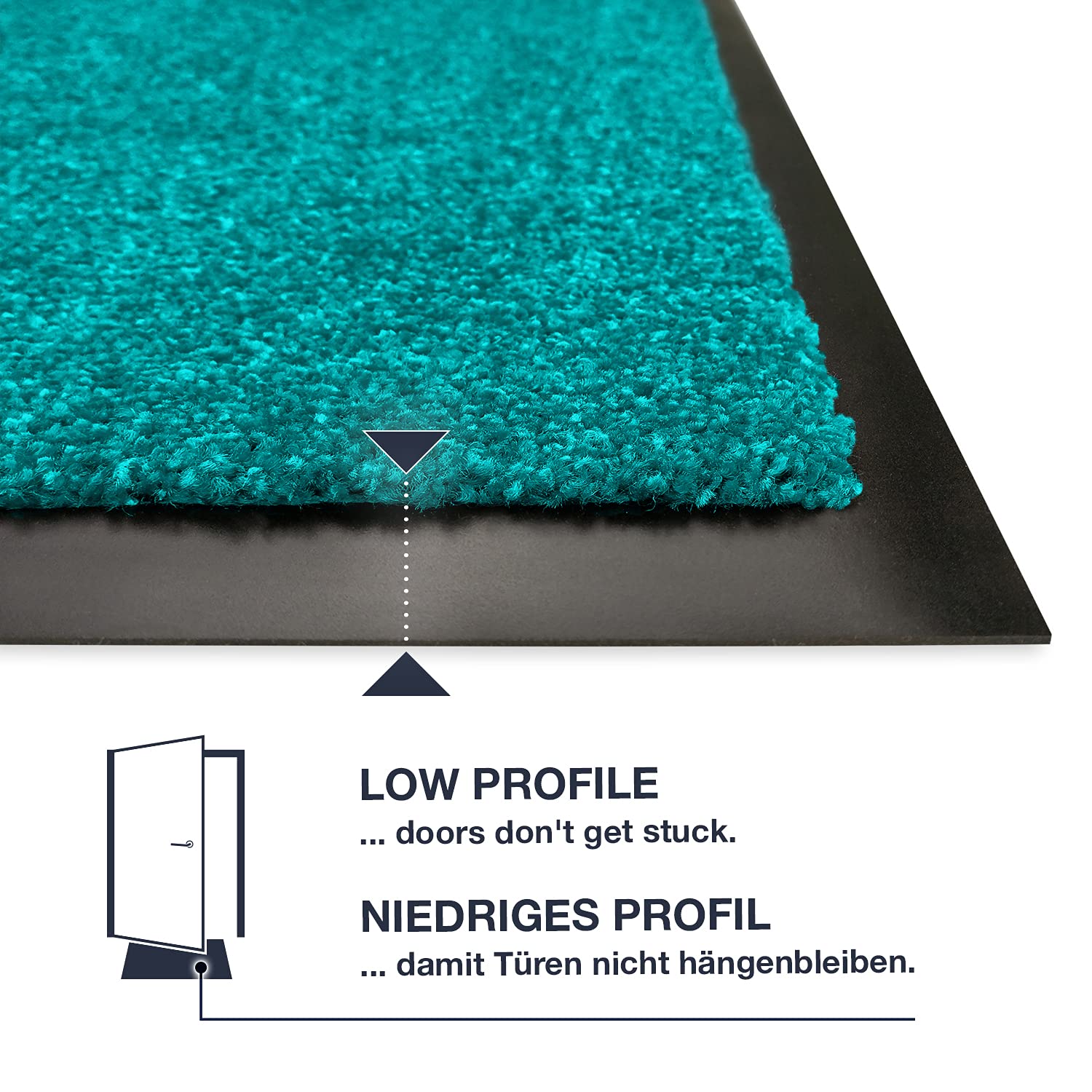 WohnDirect Zerbino Ingresso casa Petrolio 60x90 cm - Interno e Esterno, corridoio, tappeti Arredamento casa Moderno, Antiscivolo e Lavaggio, Tappeto Ingresso casa | Zerbino per interni ed esterni, 100% poliestere, retro antiscivolo