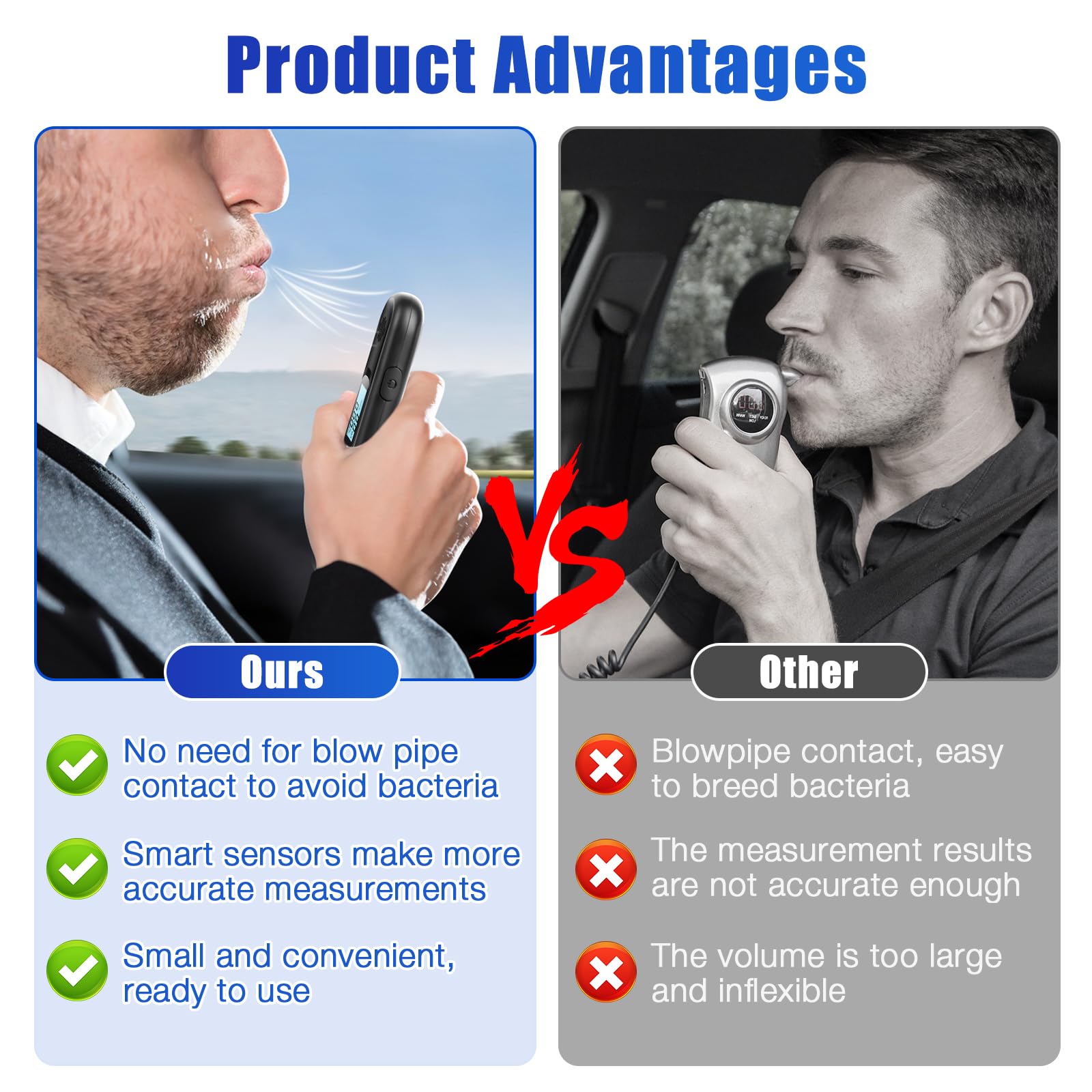 Alcoholimetro, Mini Alcoholimetro Digital Homologado, Sensor Semiconductor Probador de Alcohol con Pantalla LCD, Alcoholímetro con Función de Alarma para Uso Doméstico y Profesional