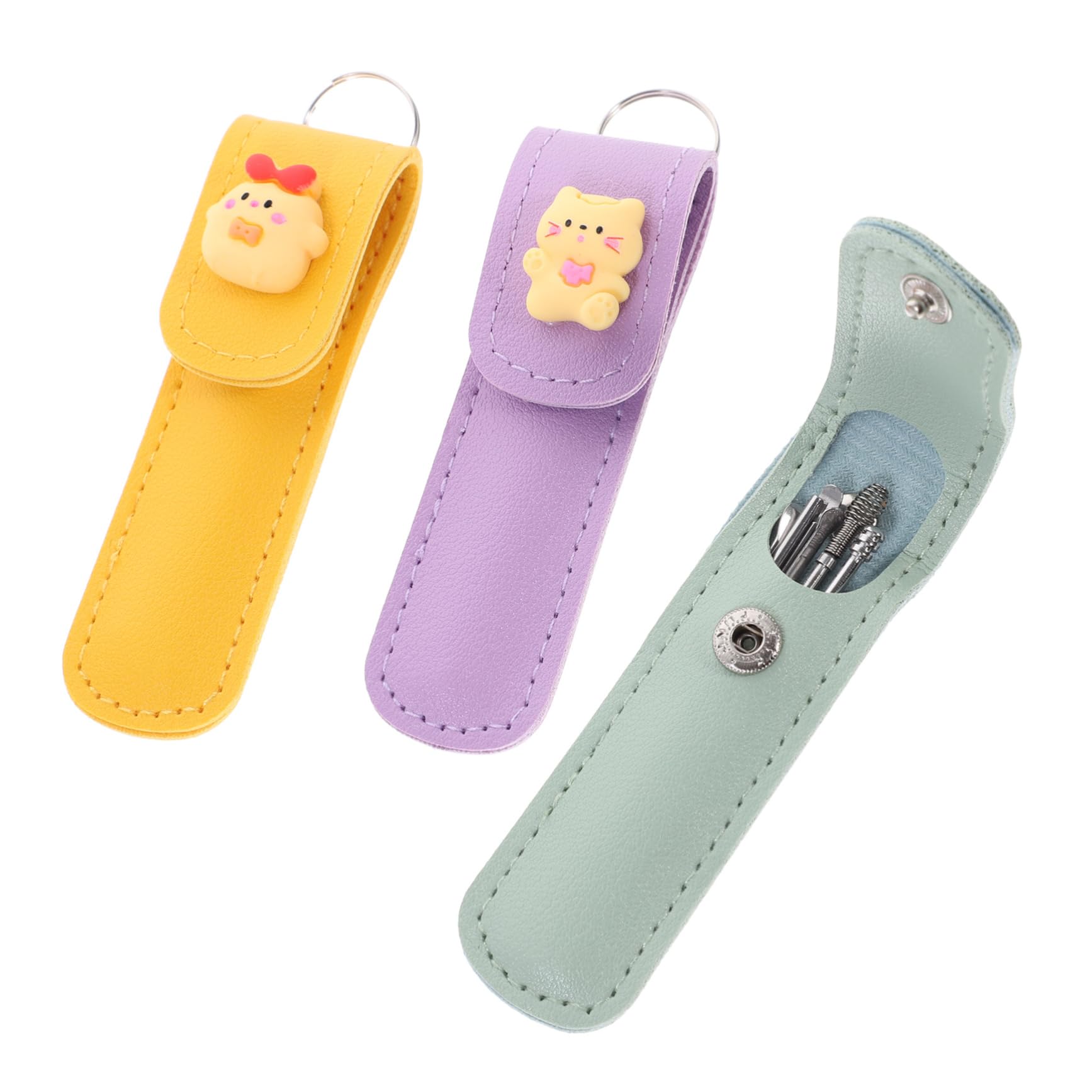 3sets Cute Cartoon Earwax Removal Kit Ear Cleaning Tools Set with Butterfly Cat Chicken and Heart Dino Safe