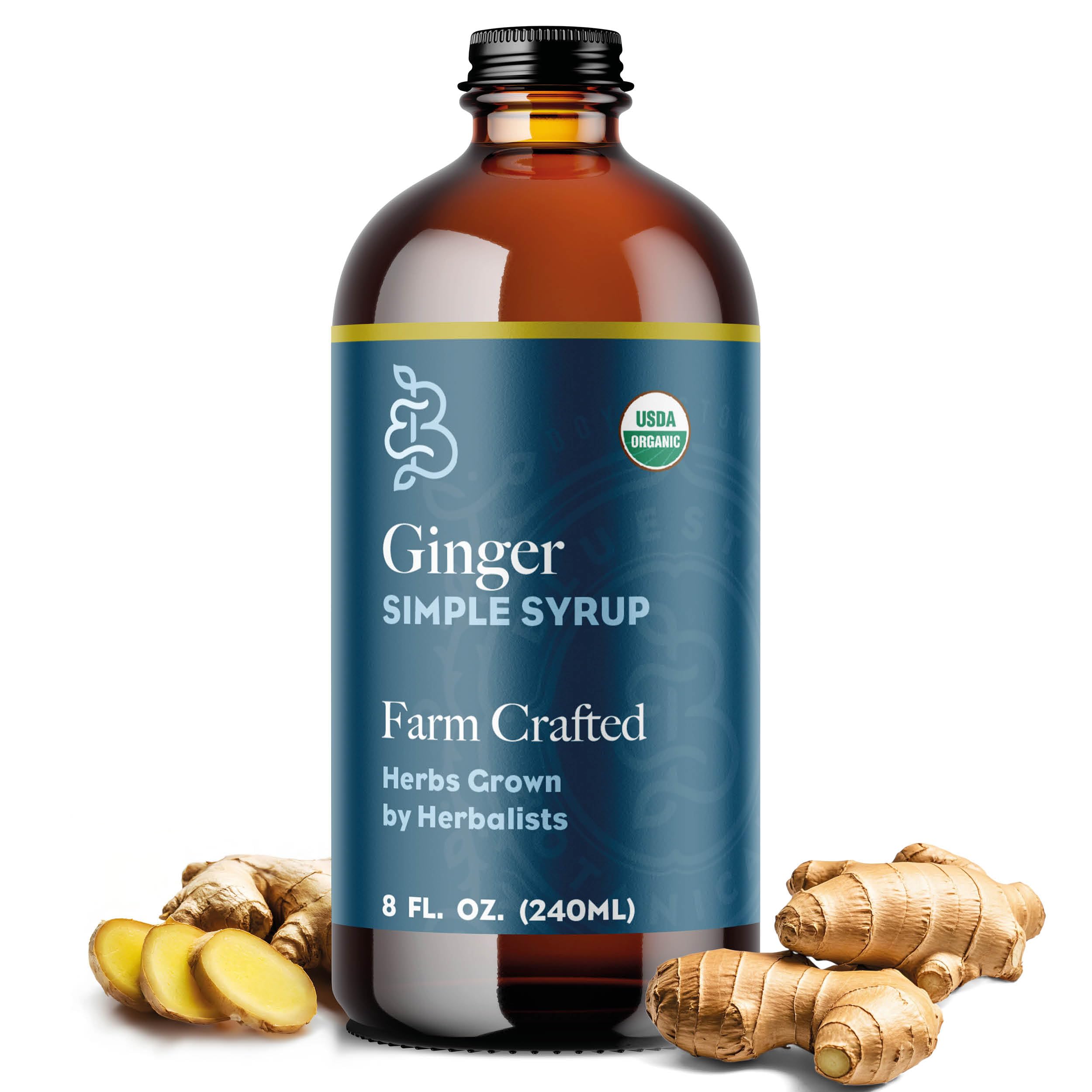 Bluestem Botanicals Organic Ginger Simple Syrup, 8 oz, Cocktail and Mocktail Mixer for Drinks, Non-Alcoholic