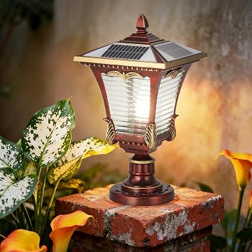 Solar LED Post Lights for Outdoor 11.61 Inch Lamp Post Lanterns with Remote
