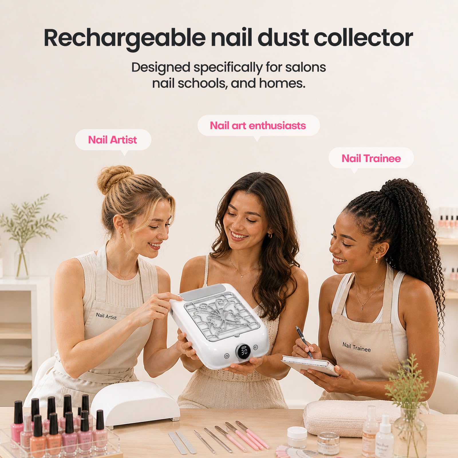 Gugusure Cordless Nail Dust Collector - Powerful & Quiet -8