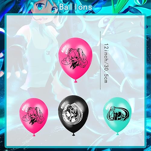 Miniatura 4 de Hatsune Miku - Decoraciones de fiesta de cumpleaños, figuras de vocaloide, suministros de fiesta, regalos de fiesta temática de anime para niñas,