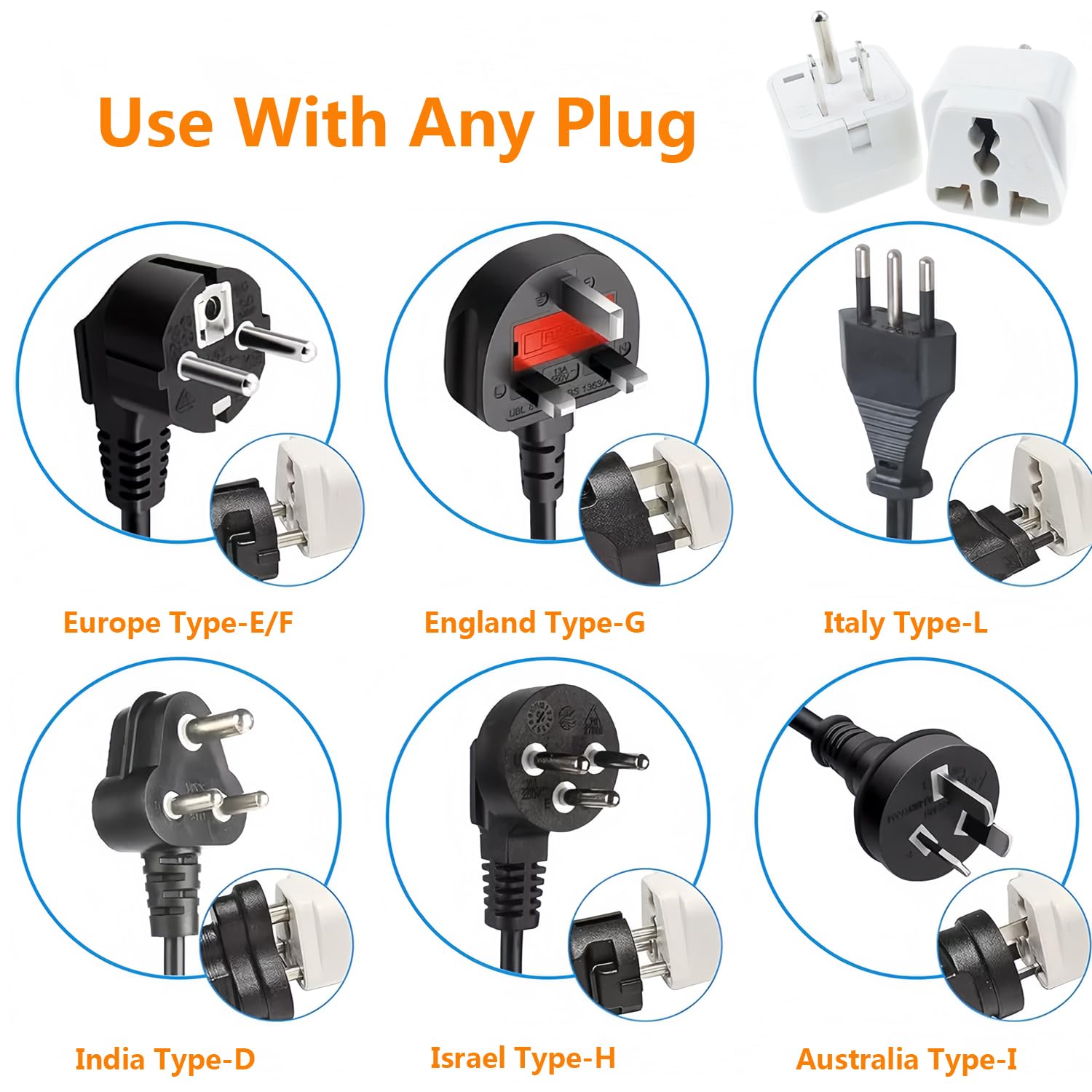 Adattatore universale, adattatore da viaggio da Europa a Stati Uniti. Adattatore da viaggio universale per Stati Uniti Portable e facile da usare, bianco, confezione da 6
