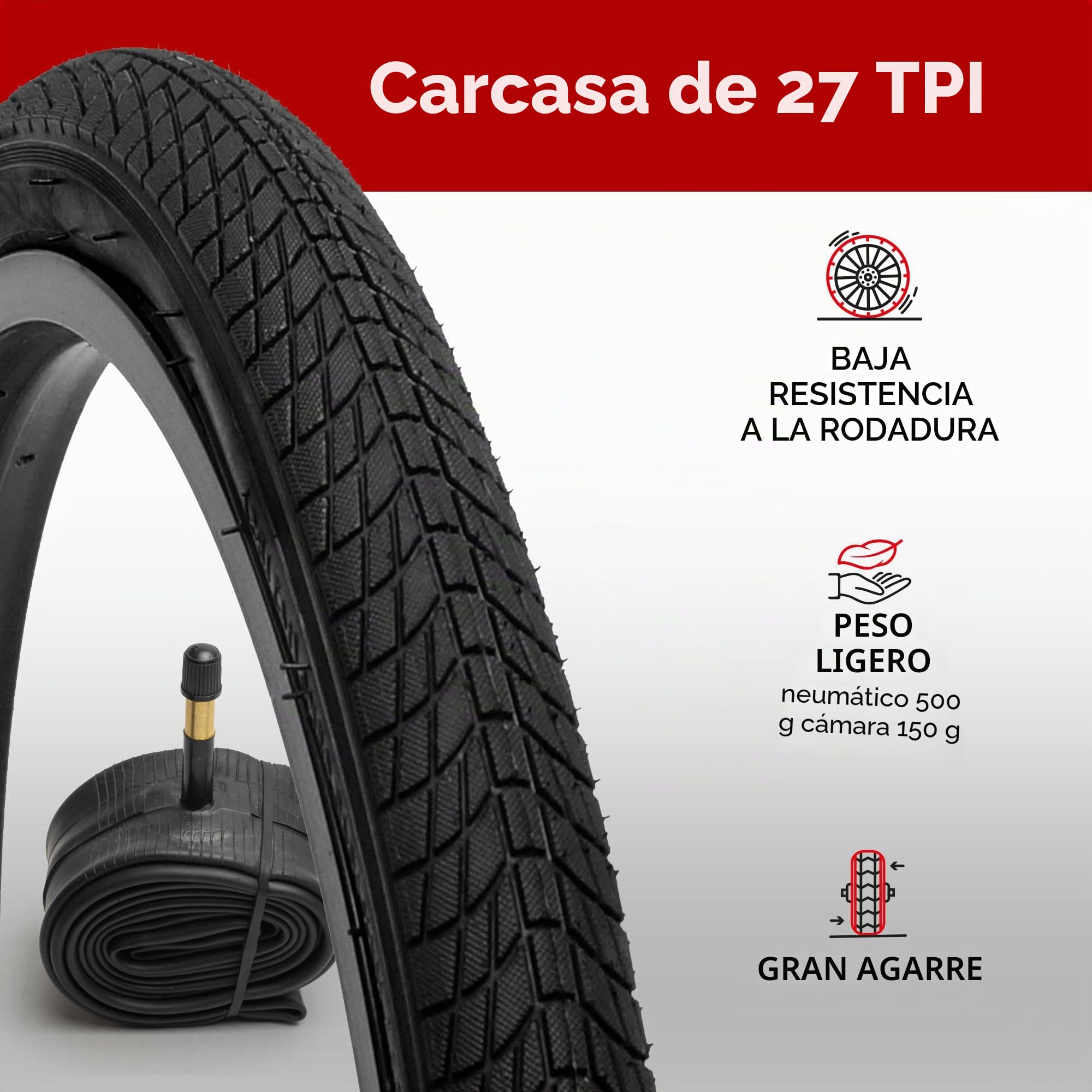 Fincci Cubiertas Bicicleta 20 x 1.75 Pulgadas - Par Plegables Neumaticos BMX 47-406 con 2X Camara de Aire Schrader, Gomas 20" para de Niño Adolescentes y Adulto, Montaña, Eléctrica y Bici Carretera
