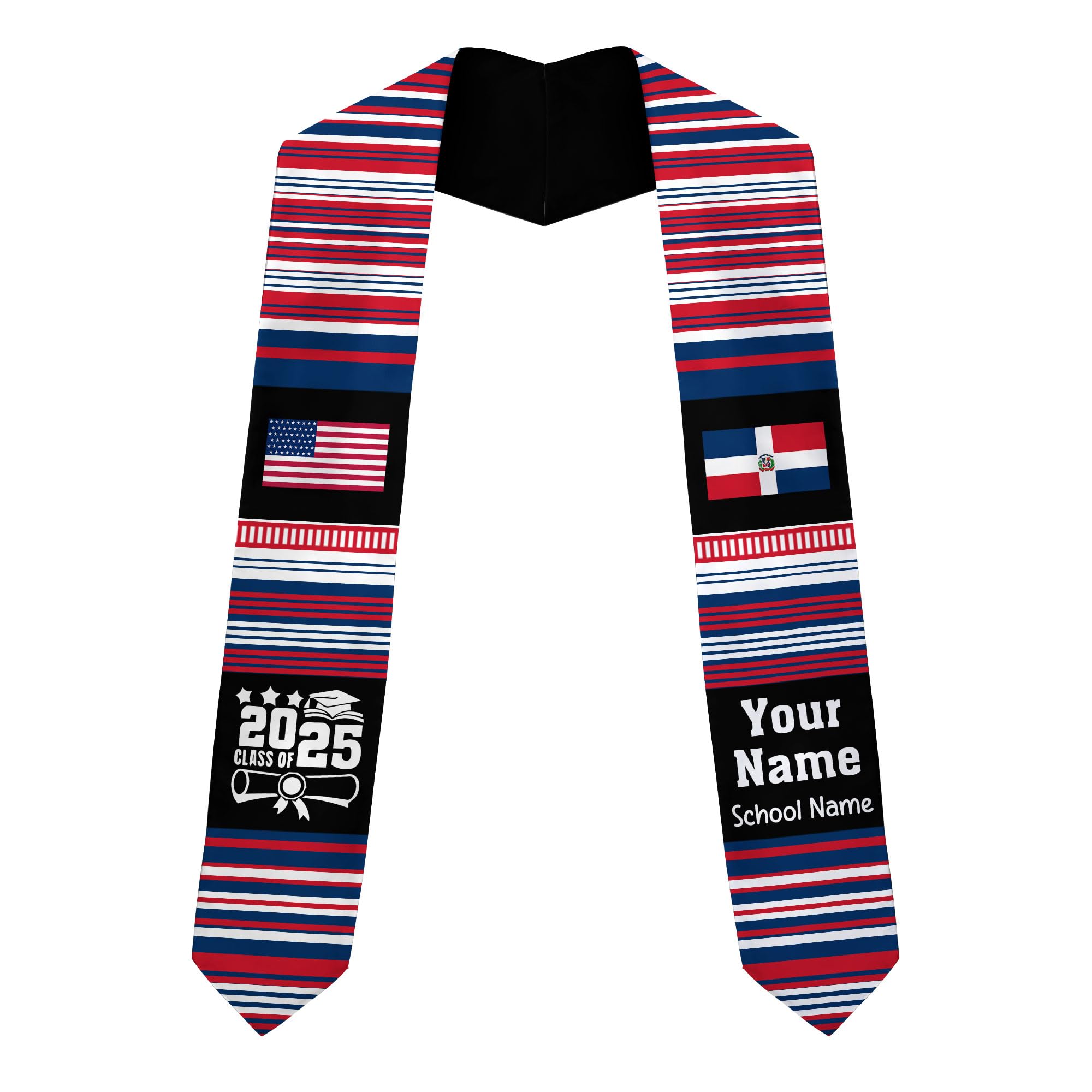 MonkeyVan Custom Dominican Sash Graduation, Dominicans Flag Graduation Sash 2025, Dominican Republic Graduation Stole Style 2