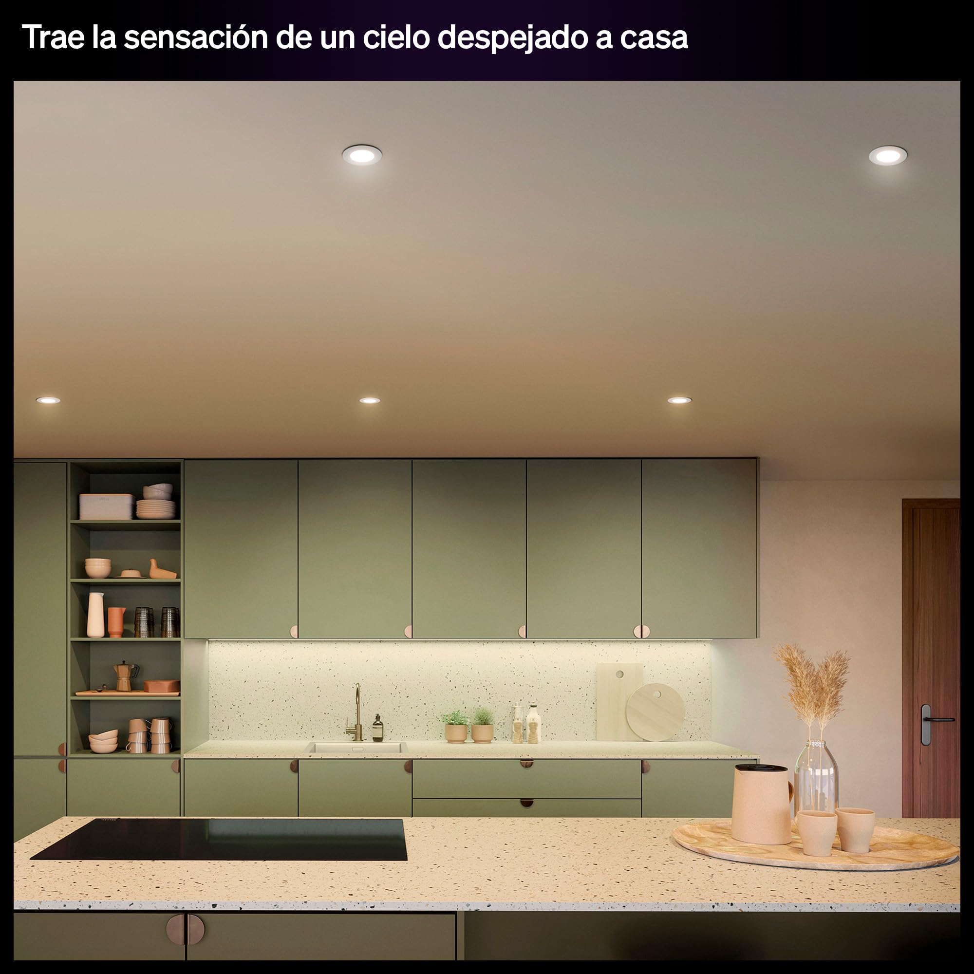Philips Hue Slim Downlight, Foco LED Empotrable, 1000 lm, 90 mm, Diseño Delgado, Espectro Luz de Día 1000K-20000K, Regulación Ultrabaja, Color Preciso, Iluminación Inteligente, Blanco, Pack de 1